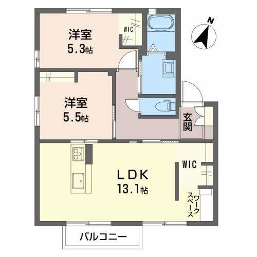 グリーンヒルズ(2LDK/1階)の間取り写真