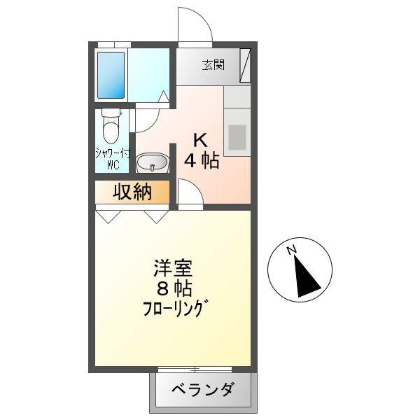 ヒメッツハイツ西館(1K/2階)の間取り写真