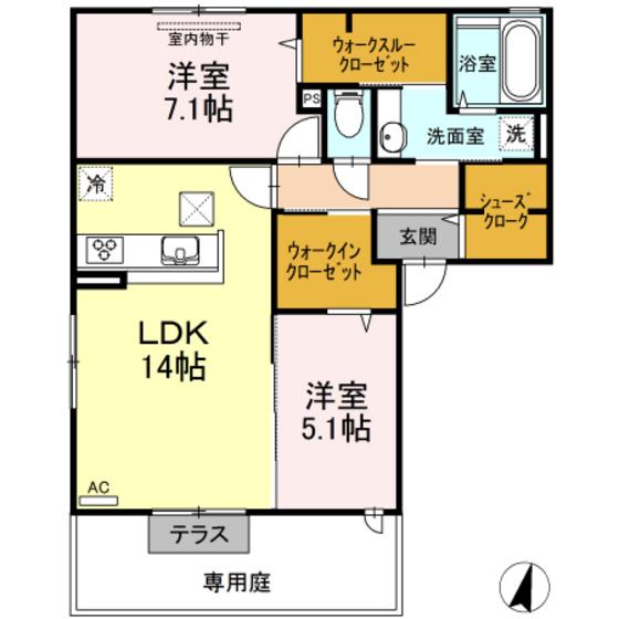 PARAS(2LDK/1階)の間取り写真