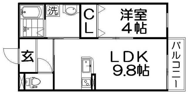 メゾン貞光V(1LDK/1階)の間取り写真