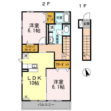 リーベンハイム堀之内(2LDK/2階)の間取り写真