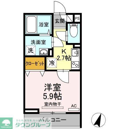 PARK K(1K/3階)の間取り写真