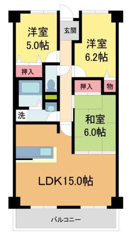 夙川レッチオレジデンツァ(3LDK/1階)の間取り写真