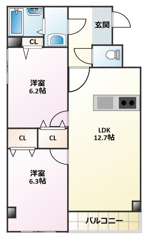 PEERLESS(2LDK/3階)の間取り写真
