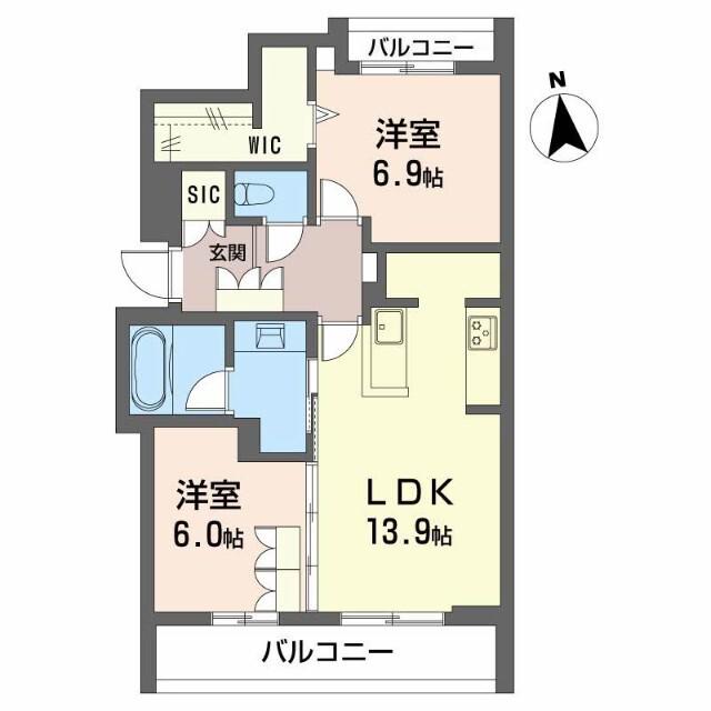シャーメゾン西岐阜アバンセ(2LDK/3階)の間取り写真