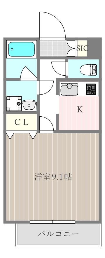 RAMSESA錦町(1K/1階)の間取り写真