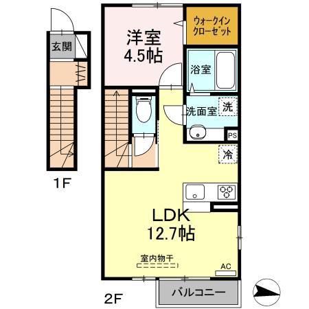 グランディオーソ(1LDK/2階)の間取り写真