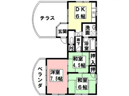 ハイツ フォレスタ(3DK/4階)の間取り写真