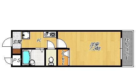 ディアコートソレイユ(1K/2階)の間取り写真