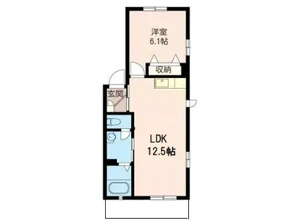 フォルトゥーナC(1LDK/1階)の間取り写真