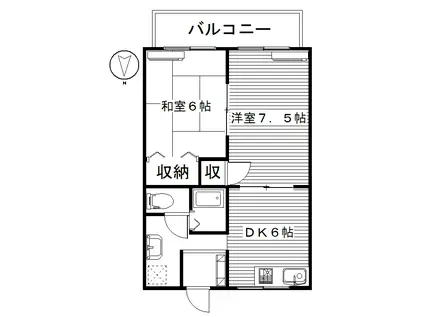 ウエストパレスMIII(2DK/3階)の間取り写真