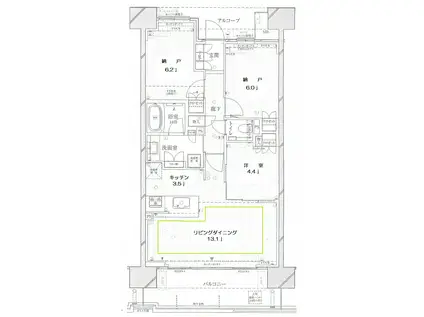 ヴィーガーデン ザ・レジデンス(3LDK/14階)の間取り写真