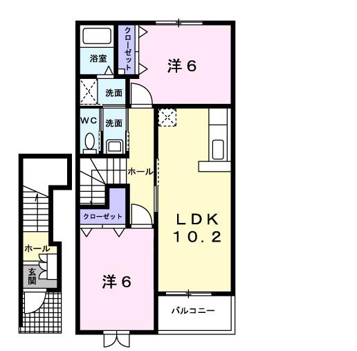 コンフォルターブルIV(2LDK/2階)の間取り写真