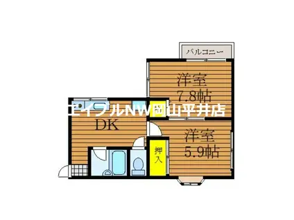 コーポすずらん(2DK/2階)の間取り写真