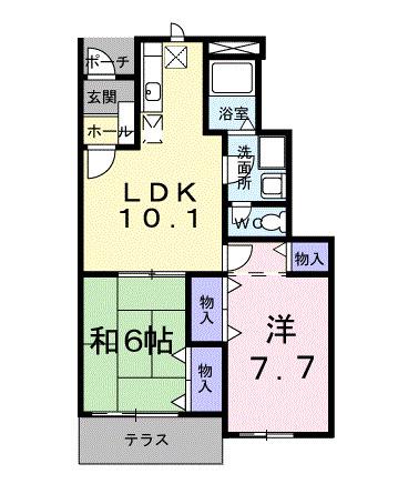 パピリオ初瀬(2LDK/1階)の間取り写真