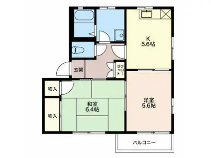 ダイヤモンドディアスMIZUYA D セ(2K/2階)の間取り写真