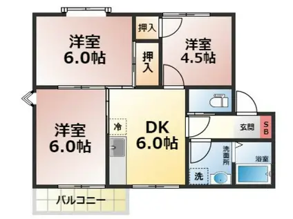 グリーンハウスII(3DK/2階)の間取り写真