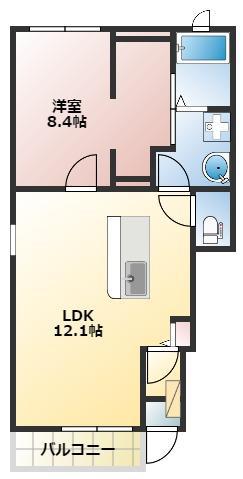 ベルメゾン 弐番館(1LDK/1階)の間取り写真