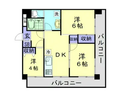 第3山田マンシオン(3DK/5階)の間取り写真