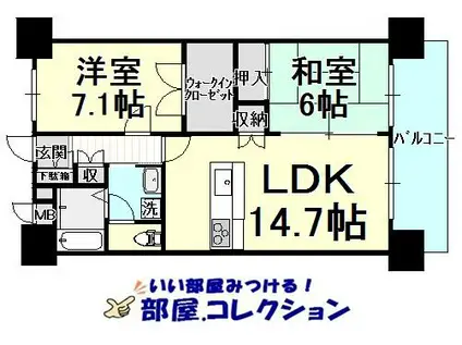 シャトレ大手町N棟(2LDK/14階)の間取り写真