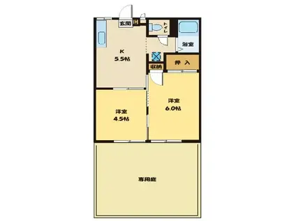 コンシェール霞ヶ関B棟(2K/1階)の間取り写真