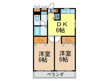 ドエルウーチ(2DK/4階)の間取り写真