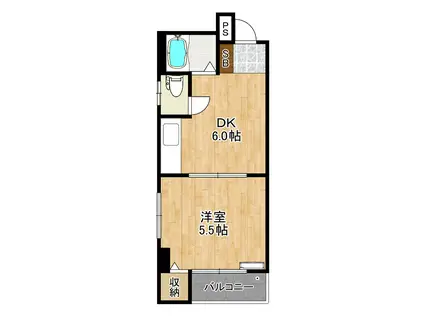 モウトハウス(1DK/3階)の間取り写真