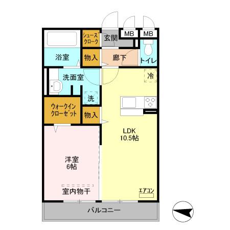 JR武蔵野線 南越谷駅 徒歩9分 3階建 築12年(1LDK/2階)の間取り写真