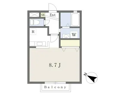 エスト・ブランシェ(ワンルーム/1階)の間取り写真