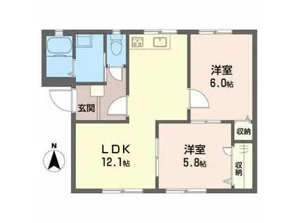 フレグランス関谷 A棟(2LDK/1階)の間取り写真