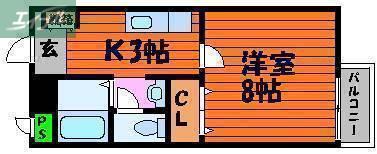 フォブールサウス(1K/1階)の間取り写真