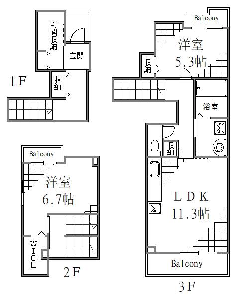 プロムナード・アンジュ押上(2LDK/2階)の間取り写真