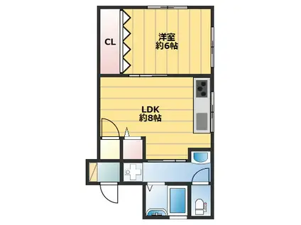 ミモザ宝塚(1LDK/2階)の間取り写真