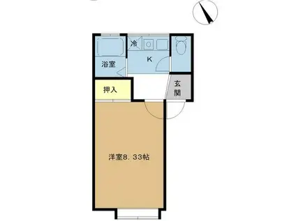 カルディア(1K/2階)の間取り写真