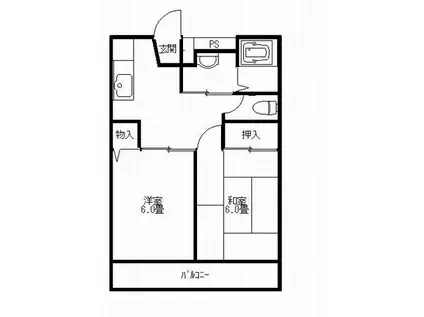 ツインステージN棟(2DK/3階)の間取り写真