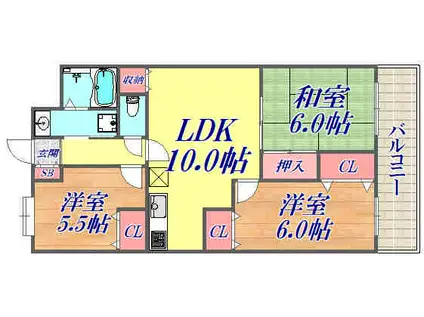 ひよどり(3LDK/3階)の間取り写真