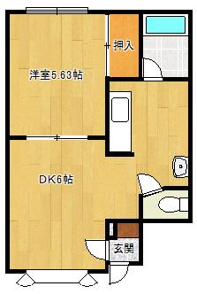 サニーハイツ(1DK/2階)の間取り写真