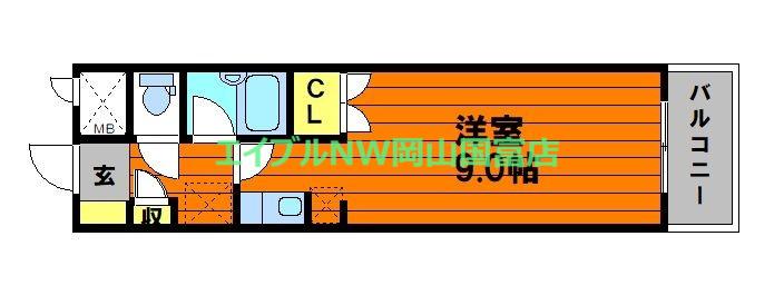 プランドール内山下(1K/5階)の間取り写真