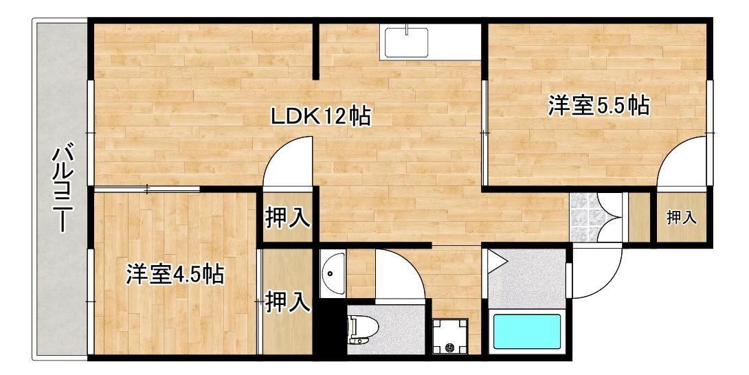 プロムナード中仙道 I(2LDK/2階)の間取り写真