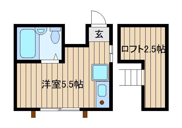 清水コーポII(ワンルーム/2階)の間取り写真