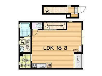 BLUE II(ワンルーム/2階)の間取り写真