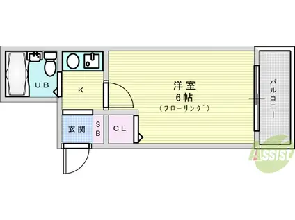 ウィング(1K/2階)の間取り写真