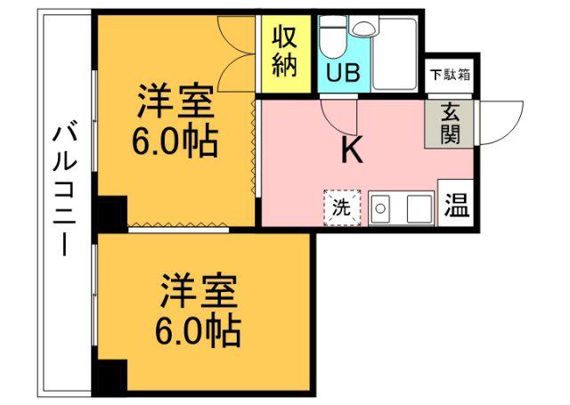 第3福助マンション(2K/2階)の間取り写真