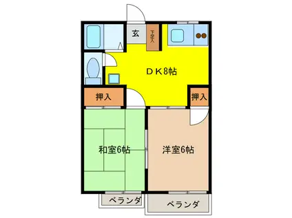 グリーンハイツ池田(2DK/2階)の間取り写真