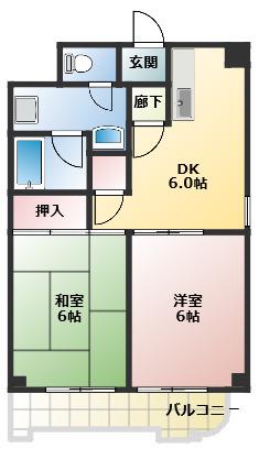 エレガントパレス守山(2DK/7階)の間取り写真