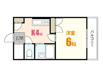 第2植野ビル(1K/4階)の間取り写真