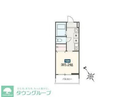 MELDIA新座II(1K/1階)の間取り写真