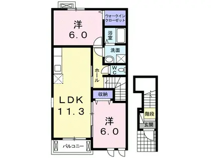 サンシャイン T B(2LDK/2階)の間取り写真