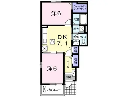 エクセレントI(2DK/1階)の間取り写真