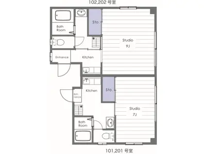 プチモコハウス(1K/2階)の間取り写真
